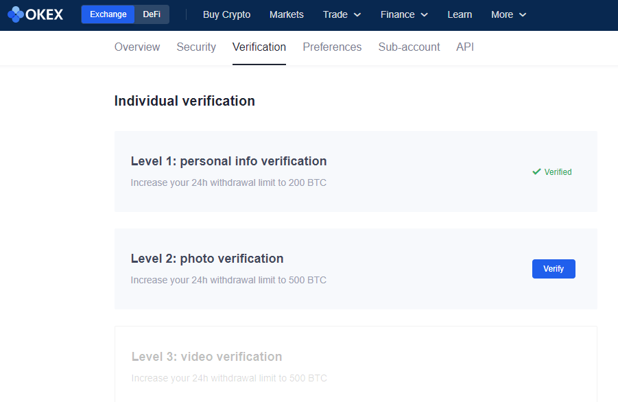 How to Verify Account in OKEx